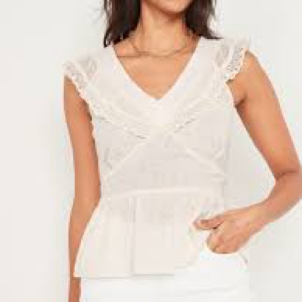 Old Navy Flutter Sleeve Crochet Lace Tie-Back Top NWT